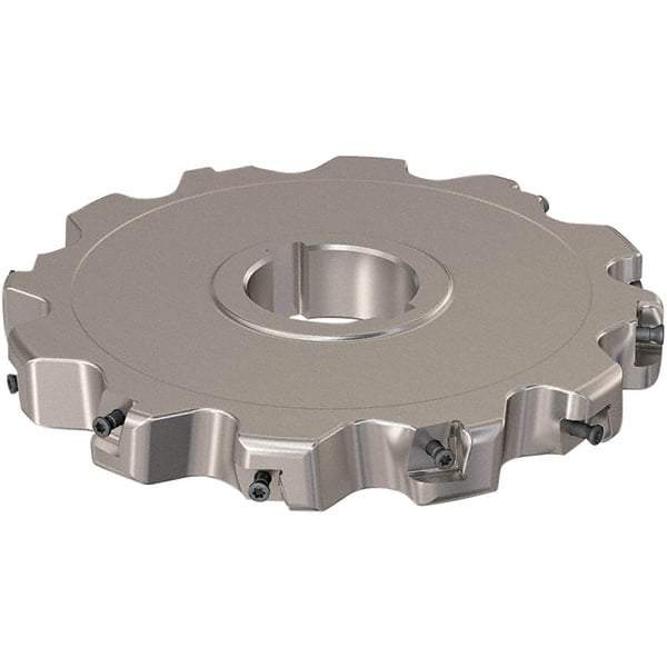 Seco - Arbor Hole Connection, 0.787" Cutting Width, 51.45mm Depth of Cut, 160mm Cutter Diam, 40mm Hole Diam, 6 Tooth Indexable Slotting Cutter - R335.25 Toolholder, XNHQ 12 Insert, Neutral Cutting Direction - USA Tool & Supply