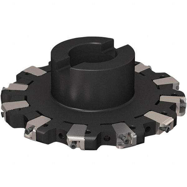 Seco - Shell Mount Connection, 17/32" Cutting Width, 43.82mm Depth of Cut, 160mm Cutter Diam, 40mm Hole Diam, 6 Tooth Indexable Slotting Cutter - R335.25 Toolholder, XNHQ 1407 Insert, Right Hand Cutting Direction - USA Tool & Supply