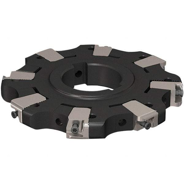 Seco - Arbor Hole Connection, 17/32" Cutting Width, 32.92mm Depth of Cut, 125mm Cutter Diam, 40mm Hole Diam, 4 Tooth Indexable Slotting Cutter - R335.25 Toolholder, XNHQ 1407 Insert, Neutral Cutting Direction - USA Tool & Supply