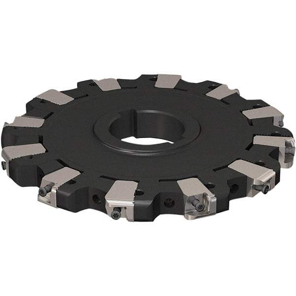 Seco - Arbor Hole Connection, 17/32" Cutting Width, 50.54mm Depth of Cut, 160mm Cutter Diam, 40mm Hole Diam, 6 Tooth Indexable Slotting Cutter - R335.25 Toolholder, XNHQ 1407 Insert, Neutral Cutting Direction - USA Tool & Supply