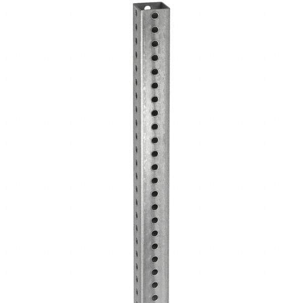 TAPCO - 12' High, Galvanized Traffic Sign Post - Steel, 7/16" Hole Diam, Silver - USA Tool & Supply