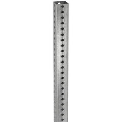 TAPCO - 12' High, Galvanized Traffic Sign Post - Steel, 7/16" Hole Diam, Silver - USA Tool & Supply