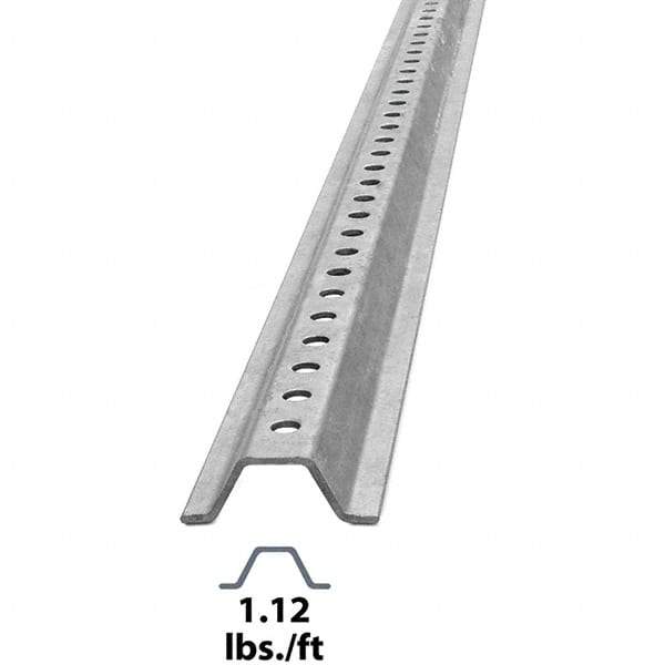 Nucor - 7' High, Galvanized Traffic Sign Post - Steel, 3/8" Hole Diam, Silver - USA Tool & Supply