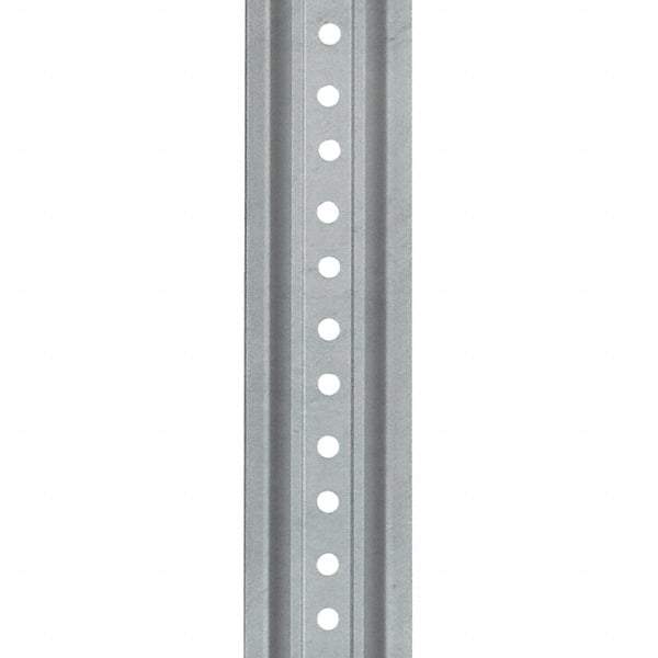 Nucor - 8' High, Galvanized Traffic Sign Post - Steel, 3/8" Hole Diam, Silver - USA Tool & Supply