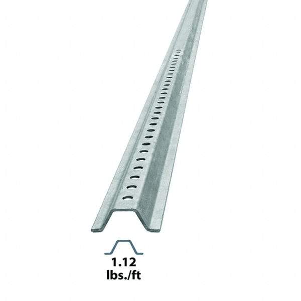 Nucor - 6' High, Galvanized Traffic Sign Post - Steel, 3/8" Hole Diam, Silver - USA Tool & Supply