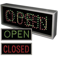 TAPCO - "Open/Closed", 7" Wide x 18" High, Aluminum Signal - Red/Green/Black, Rectangle, Wall Mount - USA Tool & Supply