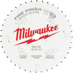 Milwaukee Tool - 7-1/4" Diam, 10mm Arbor Hole Diam, 40 Tooth Wet & Dry Cut Saw Blade - Tungsten Carbide-Tipped, Fine Finish Action, Standard Round Arbor - USA Tool & Supply