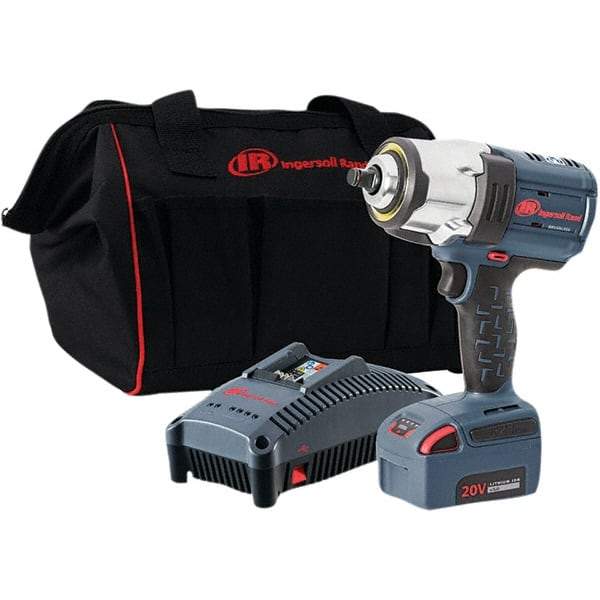 Ingersoll-Rand - 1/2" Drive 20 Volt Pistol Grip Cordless Impact Wrench & Ratchet - 0 to 1,900 RPM, 0 to 2,450 BPM, 1,500 Ft/Lb Torque, 1 Lithium-Ion Battery - USA Tool & Supply