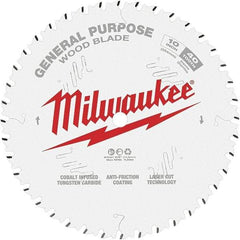 Milwaukee Tool - 10" Diam, 5/8" Arbor Hole Diam, 40 Tooth Wet & Dry Cut Saw Blade - Tungsten Carbide-Tipped, General Purpose Action, Standard Round Arbor - USA Tool & Supply