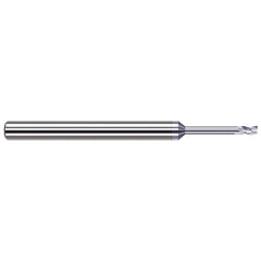 Square End Mill: 1/16'' Dia, 3/32'' LOC, 1/8'' Shank Dia, 2-1/2'' OAL, 3 Flutes, Solid Carbide Single End, TiB2 Finish, 42 ° Variable Helix, Centercutting, RH Cut, RH Flute