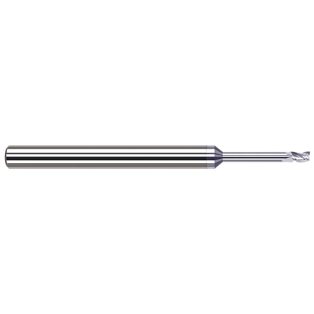 Square End Mill: 7/64'' Dia, 0.164'' LOC, 1/8'' Shank Dia, 2-1/2'' OAL, 3 Flutes, Solid Carbide Single End, TiB2 Finish, 42 ° Variable Helix, Centercutting, RH Cut, RH Flute