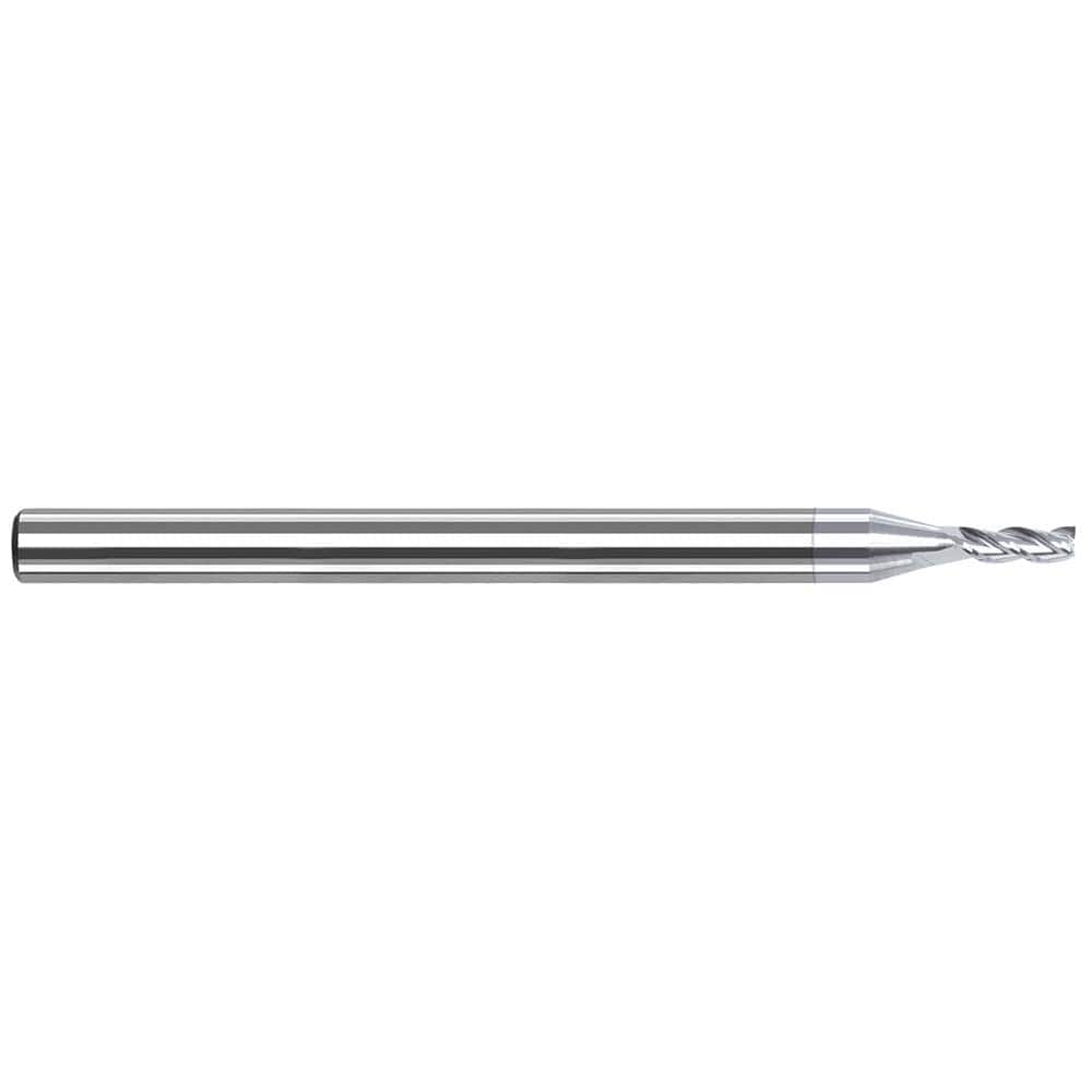Square End Mill: 3/64'' Dia, 0.141'' LOC, 1/8'' Shank Dia, 1-1/2'' OAL, 3 Flutes, Solid Carbide Single End, TiB2 Finish, 42 ° Variable Helix, Centercutting, RH Cut, RH Flute
