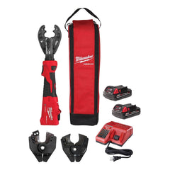 Milwaukee Tool - 12,000 Lb Force, 8 AWG to 600 kcmil Capacity, Power Crimper Kit - Exact Industrial Supply