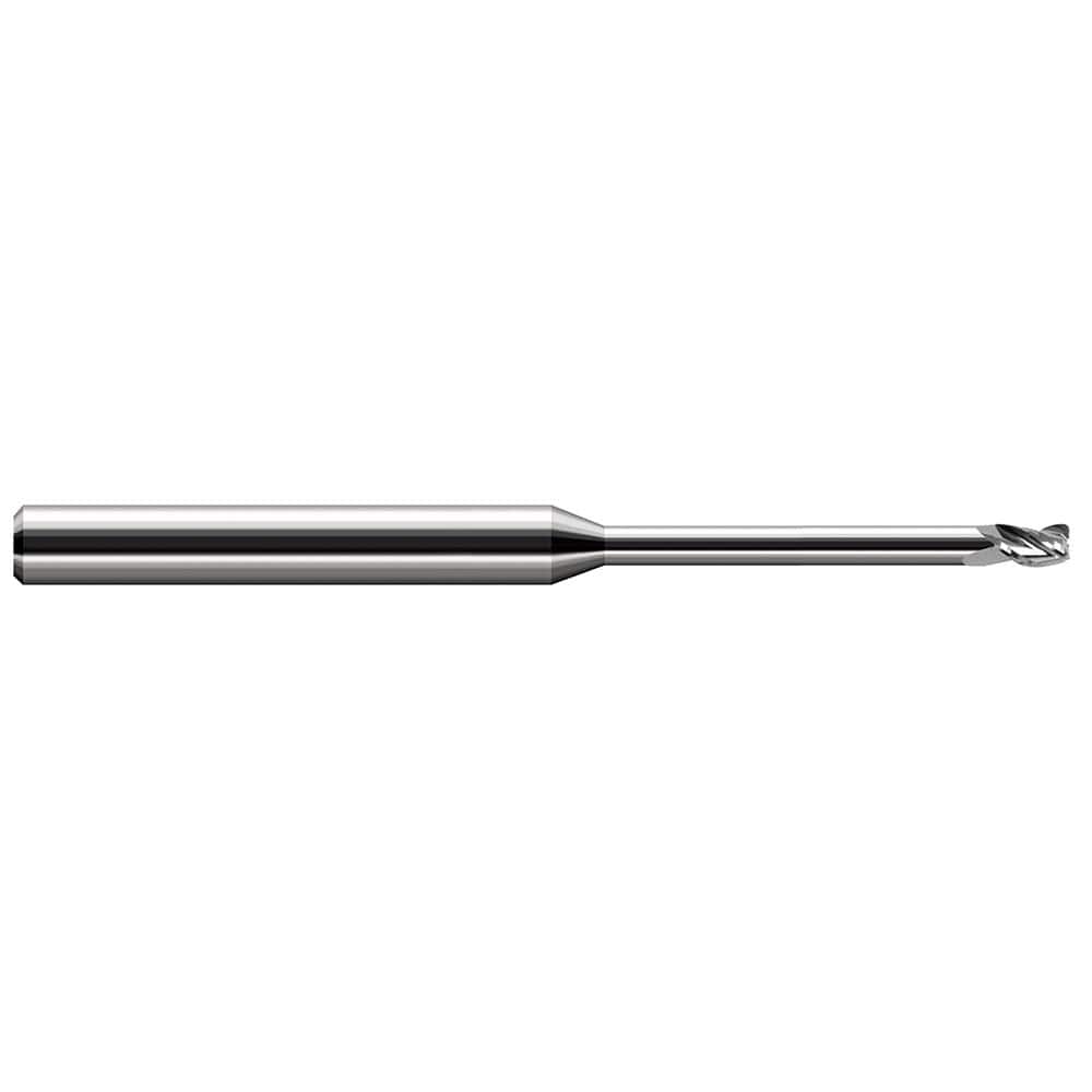 Corner Radius End Mill: 0.078″ Dia, 0.117″ LOC, 0.01″ Radius, 3 Flutes, Solid Carbide 2-1/2″ OAL, 1/8″ Shank Dia, 30 ° Helix, Bright/Uncoated, Corner Radius End
