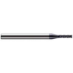 Corner Radius End Mill: 0.062″ Dia, 5/16″ LOC, 0.005″ Radius, 4 Flutes, Solid Carbide 2-1/2″ OAL, 1/8″ Shank Dia, 30 ° Helix, AlTiN Coated, Corner Radius End
