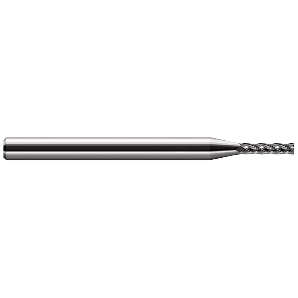 Corner Radius End Mill: 0.1562″ Dia, 3/4″ LOC, 0.01″ Radius, 4 Flutes, Solid Carbide 3″ OAL, 3/16″ Shank Dia, 30 ° Helix, Bright/Uncoated, Corner Radius End