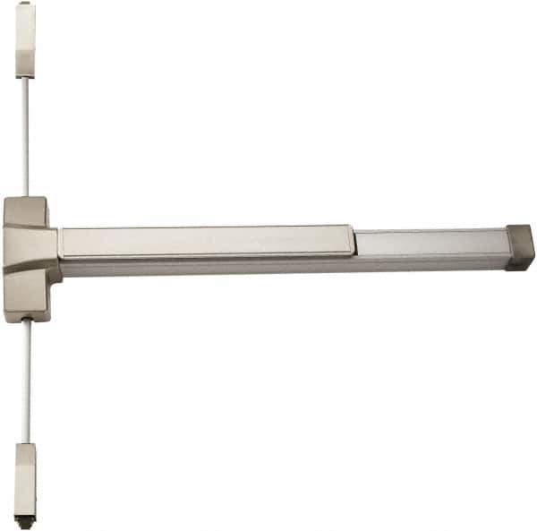 PDQ - Fire Rated, Nonhanded, Surface Vertical Rod - Antimicrobial Coated, Satin Stainless Steel Finish, 33 to 48" Door Width, Grade 1 - USA Tool & Supply