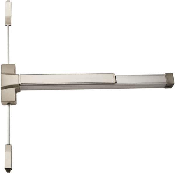 PDQ - Nonhanded, Surface Vertical Rod - Antimicrobial Coated, Satin Stainless Steel Finish, 34 to 48" Door Width, Grade 1 - USA Tool & Supply