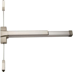 PDQ - Fire Rated, Nonhanded, Surface Vertical Rod - Antimicrobial Coated, Satin Stainless Steel Finish, 27 to 36" Door Width, Grade 1 - USA Tool & Supply