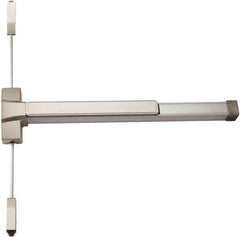PDQ - Nonhanded, Surface Vertical Rod - Antimicrobial Coated, Satin Stainless Steel Finish, 30 to 36" Door Width, Grade 1 - USA Tool & Supply