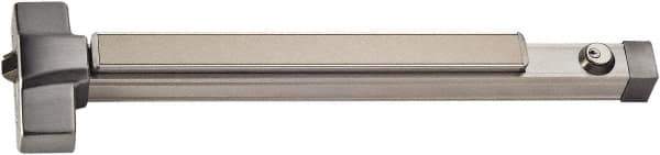 PDQ - 30 to 36" Wide Door Range, Antimicrobial, Satin Stainless Steel Finish Fire Rated Rim Exit Push Bar - Fits 30 to 36" Door - USA Tool & Supply