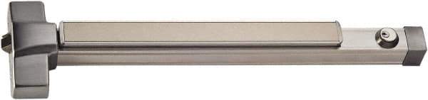 PDQ - 33 to 48" Wide Door Range, Antimicrobial, Satin Stainless Steel Finish Fire Rated Rim Exit Push Bar - Fits 37 to 48" Door - USA Tool & Supply