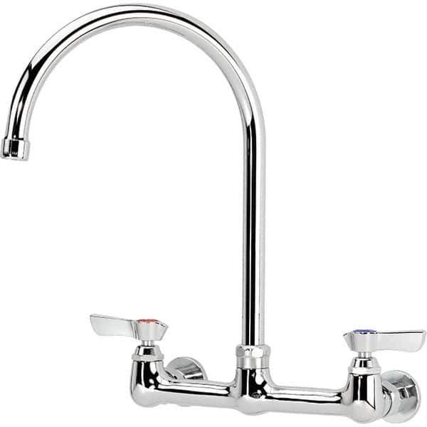 Krowne - Wall Mount, Service Sink Faucet without Spray - Two Handle, Blade Handle, Gooseneck Spout, No Drain - USA Tool & Supply