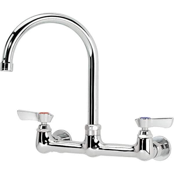 Krowne - Wall Mount, Service Sink Faucet without Spray - Two Handle, Blade Handle, Gooseneck Spout, No Drain - USA Tool & Supply