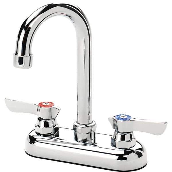 Krowne - Deck Mount, Bar and Hospitality Faucet without Spray - Two Handle, Color Coded Handle, Gooseneck Spout, No Drain - USA Tool & Supply