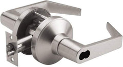 PDQ - Heavy Duty Entrance Lever Lockset - 2-3/4" Back Set, Small Format I/C Less Cylinder, Zinc, Antimicrobial Coated, Satin Chrome Plated Finish - USA Tool & Supply