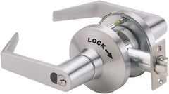 PDQ - Heavy Duty Classroom Intruder Lever Lockset - 2-3/4" Back Set, Small Format I/C Less Cylinder, Zinc, Satin Chrome Plated Finish - USA Tool & Supply