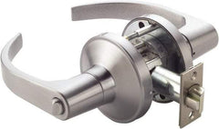 PDQ - Heavy Duty Privacy Lever Lockset - 2-3/4" Back Set, Keyless Cylinder, Zinc, Antimicrobial Coated, Satin Chrome Plated Finish - USA Tool & Supply