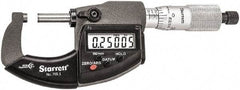 Starrett - 0 to 1" Range, Standard Throat IP67 Electronic Outside Micrometer - Ratchet Stop Thimble, Carbide Face, CR2032 Battery - USA Tool & Supply