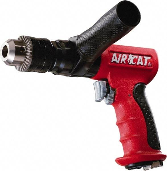 AIRCAT - 1/2" Reversible Keyed Chuck - Pistol Grip Handle, 400 RPM, 6 CFM, 0.625 hp, 90 psi - USA Tool & Supply