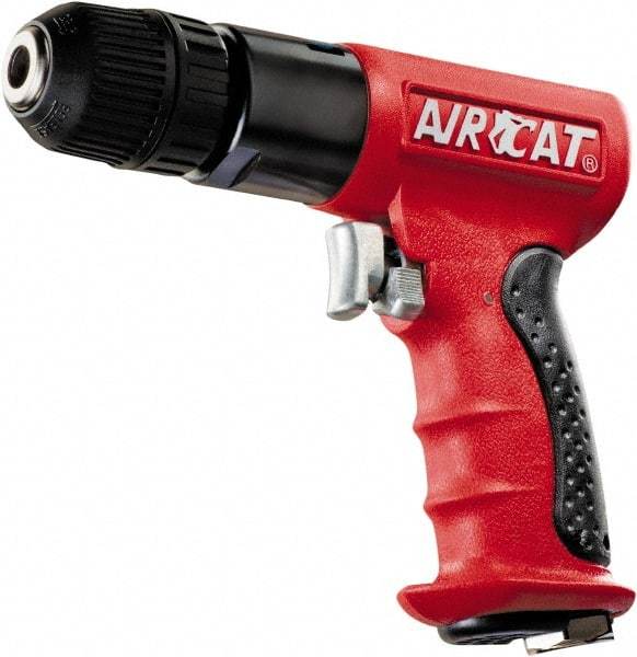 AIRCAT - 3/8" Reversible Keyless Chuck - Pistol Grip Handle, 1,800 RPM, 6 CFM, 0.625 hp, 90 psi - USA Tool & Supply