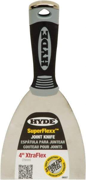 Hyde Tools - 4" Wide Spring Blade Stainless Steel Joint Knife - Flexible, Plastic Handle - USA Tool & Supply
