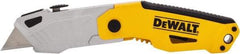 DeWALT - 1-1/4" Blade, 7-1/2" OAL, Utility Blade Folding Knife - 4-1/2" Closed Length, Metal, 3 Blades, 1 Edge - USA Tool & Supply