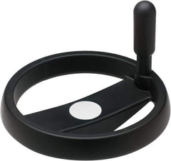 Elesa - 3.9", 2 Spoke Handwheel with Revolving Handle - 0.71" Hub, High Impact Strength Technopolymer, Black Matte Finish - USA Tool & Supply