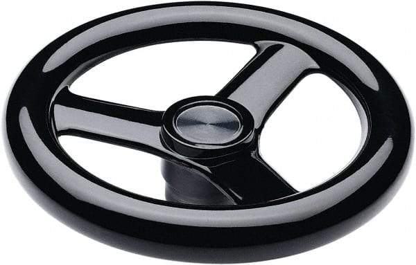 Elesa - 11.34", 3 Spoke Handwheel - 2.28" Hub, Duroplast, Black Glossy Finish - USA Tool & Supply