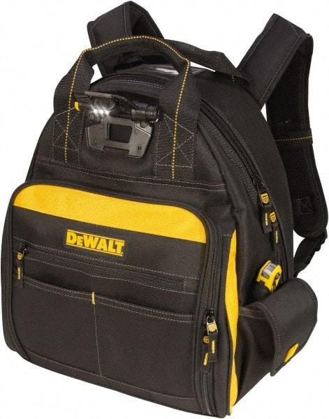 DeWALT - 57 Pocket Black & Yellow Backpack Tool Bag - 15-1/2" Wide x 8" Deep x 19" High - USA Tool & Supply