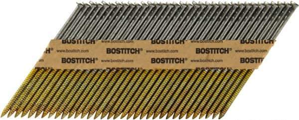 Stanley Bostitch - 11 Gauge 0.12" Shank Diam 3" Long Framing Nails for Power Nailers - Steel, Bright Finish, Ring Shank, Angled Stick Paper Tape Collation, Round Head - USA Tool & Supply