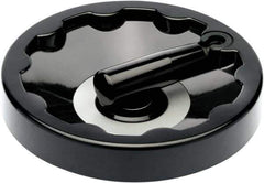 Elesa - 3.94" Diam, Duroplast Handwheel with Fold Away Handle - 0.94" Hub Diam - USA Tool & Supply