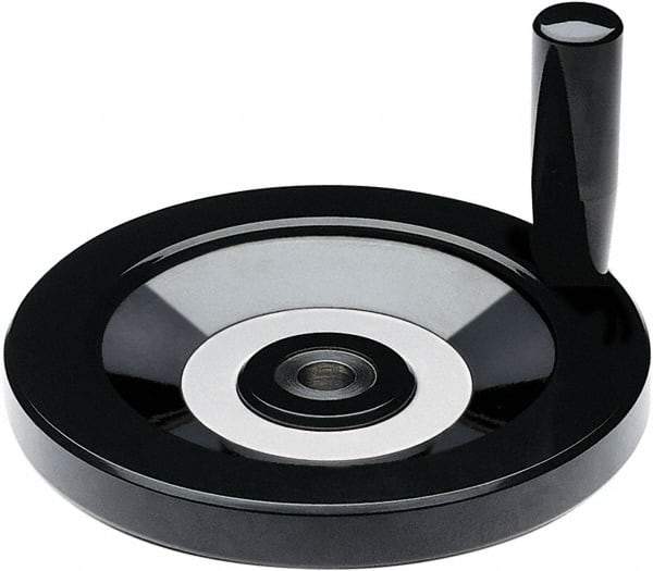Elesa - 4.92" Diam, Duroplast Handwheel with Handle - 1-1/4" Hub Diam - USA Tool & Supply