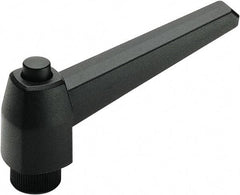 Elesa - 1/2-13, Glass Fiber Reinforced Technopolymer Adjustable Clamping Handle - 4.49" OAL, 2.56" High, .79" Hole Depth - USA Tool & Supply