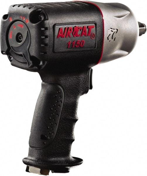 AIRCAT - 1/2" Drive, 9,000 RPM, 900 Ft/Lb Torque Impact Wrench - Pistol Grip Handle, 1,400 IPM, 8 CFM, 90 psi, 1/4" NPT Inlet - USA Tool & Supply