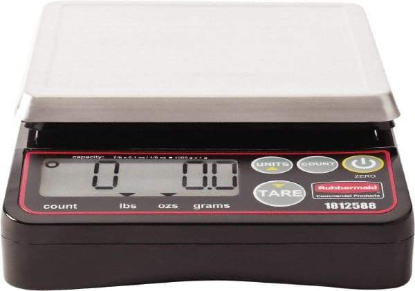 Rubbermaid - 2 Lb. Capacity, Digital Portion Control Scale - 0.1 and 1/8 oz. Graduation, 5-1/8 x 5-1/8" Platform - USA Tool & Supply