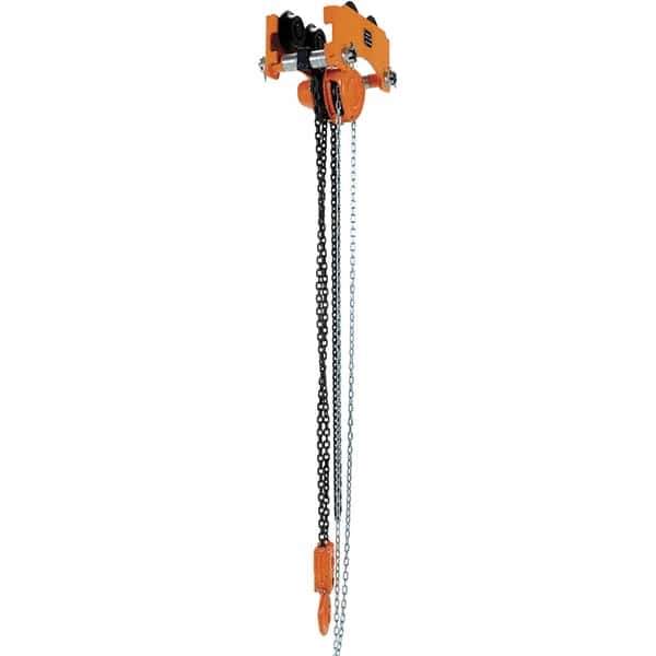 Vestil - 3 Ton Capacity Low Headroom Geared Trolley - 4" to 8" Flange Width - USA Tool & Supply