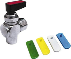 Value Collection - 3/8" Pipe, Brass Miniature Ball Valve - Right Angle, FNPT x FNPT Ends, Wedge Handle, 250 WOG - USA Tool & Supply