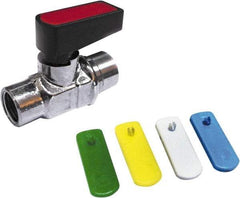 Value Collection - 3/8" Pipe, Brass Miniature Ball Valve - Inline - One Way Flow, FNPT x FNPT Ends, Wedge Handle, 250 WOG - USA Tool & Supply