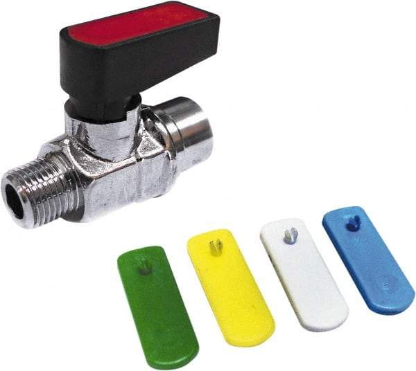 Value Collection - 1/4" Pipe, Brass Miniature Ball Valve - Inline - One Way Flow, MNPT x FNPT Ends, Wedge Handle, 250 WOG - USA Tool & Supply